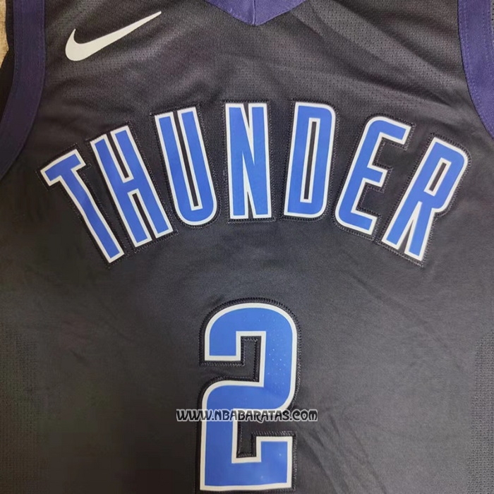 Camiseta Oklahoma City Thunder Shai Gilgeous-Alexander #2 Earned Autentico Negro